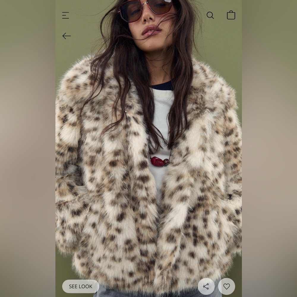 Stradivarius Spotted Faux Fur Teddy Jacket